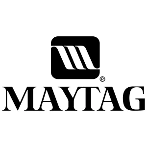 Reparación de secadoras Maytag; logo representativo de la marca en blanco y negro