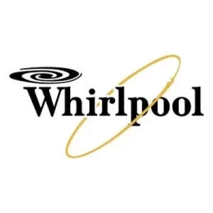 Logotipo utilizado para el servicio de reparación de lavadora Whirpool en CDMX. en color negro con un óvalo de color dorado